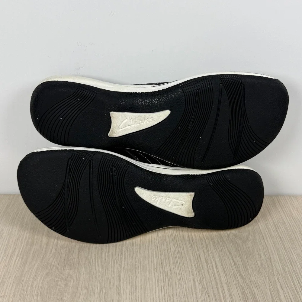 Clarks Cloudsteppers Arla Glitz Black Thong Sandals Womens 9 Adjustable Strap